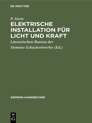 cover image of Elektrische Installation für Licht und Kraft